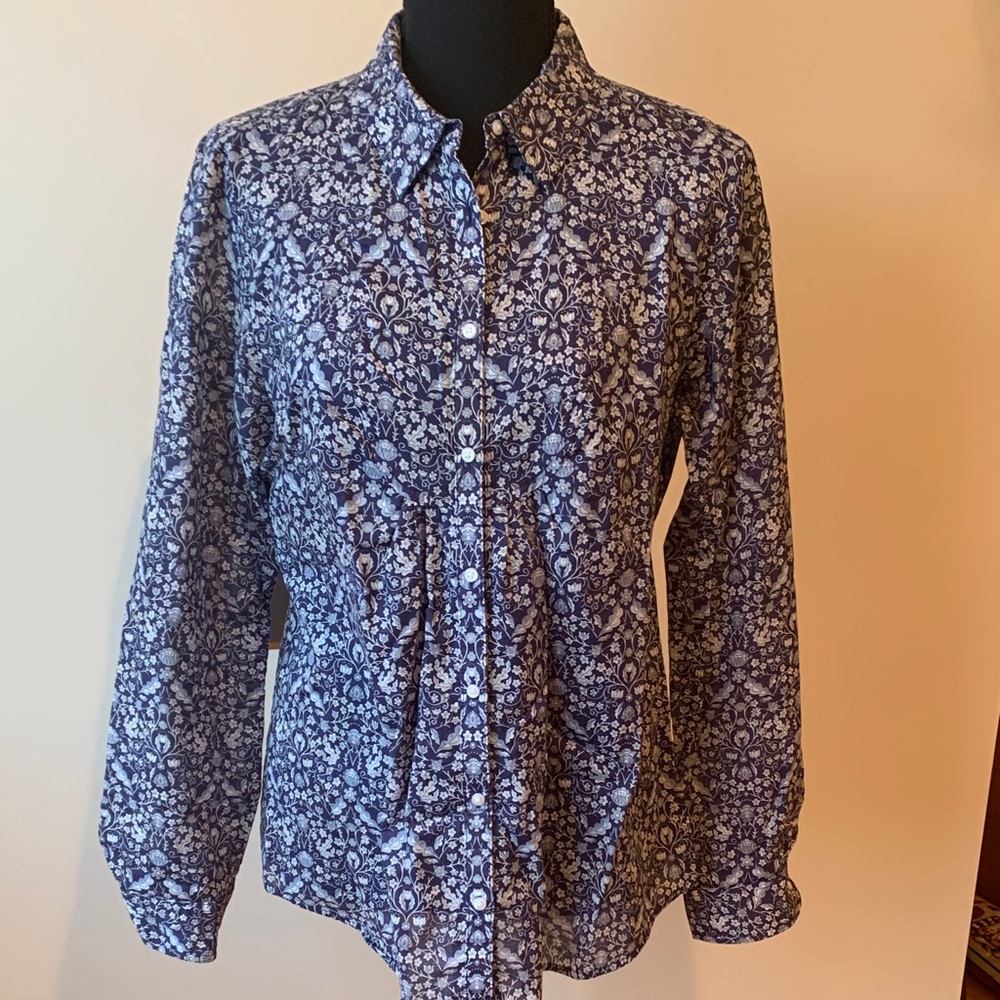 Orvis Blue Floral Blouse